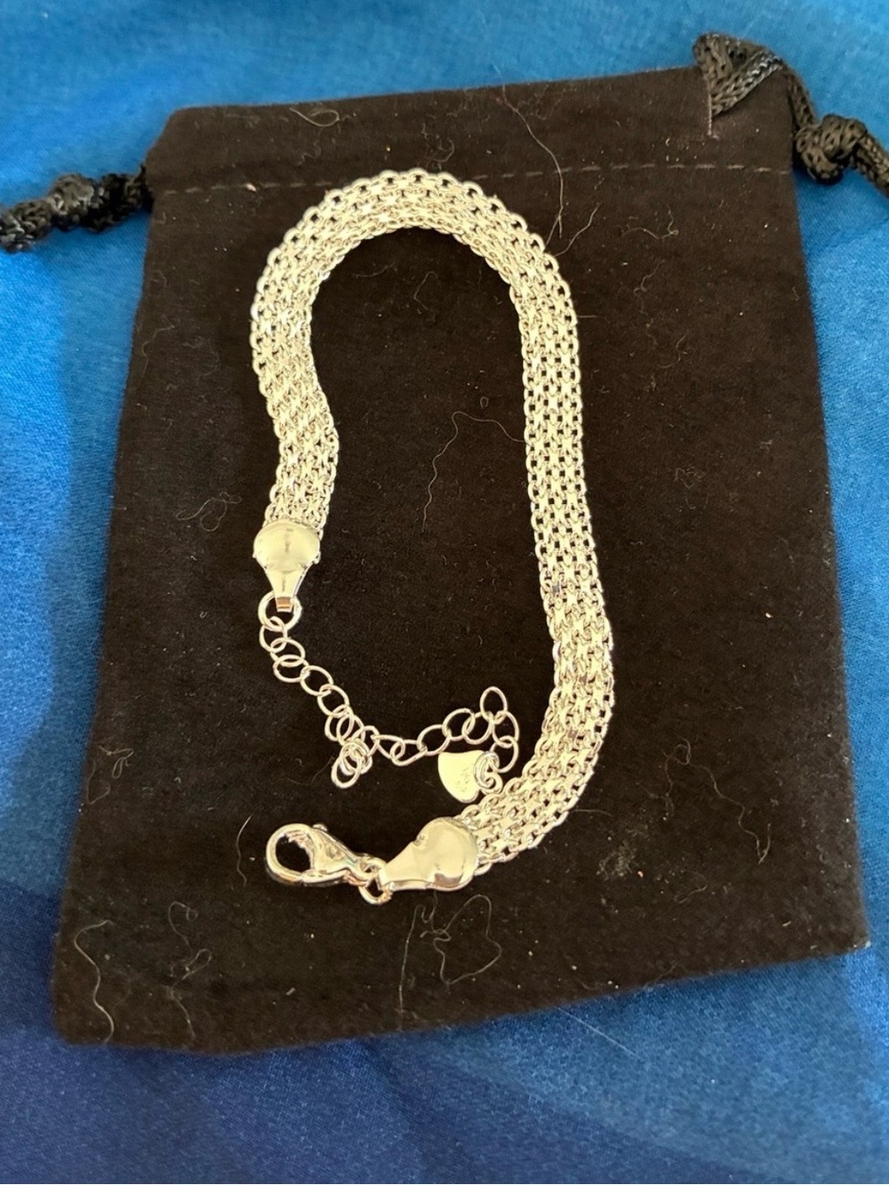 925 Sterling Silver Mesh Chain Bracelet with Adjustable Clasp